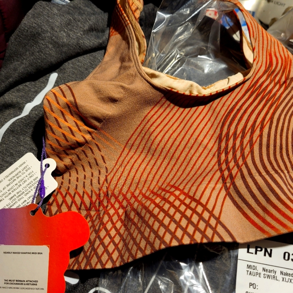 Brown and Orange Patterned Sports Bra